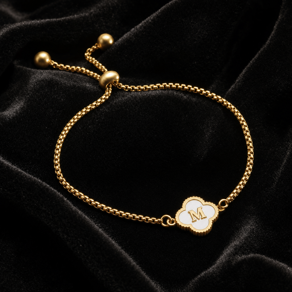 Brățară TRIFOI GOLD 18K cu inițială personalizată