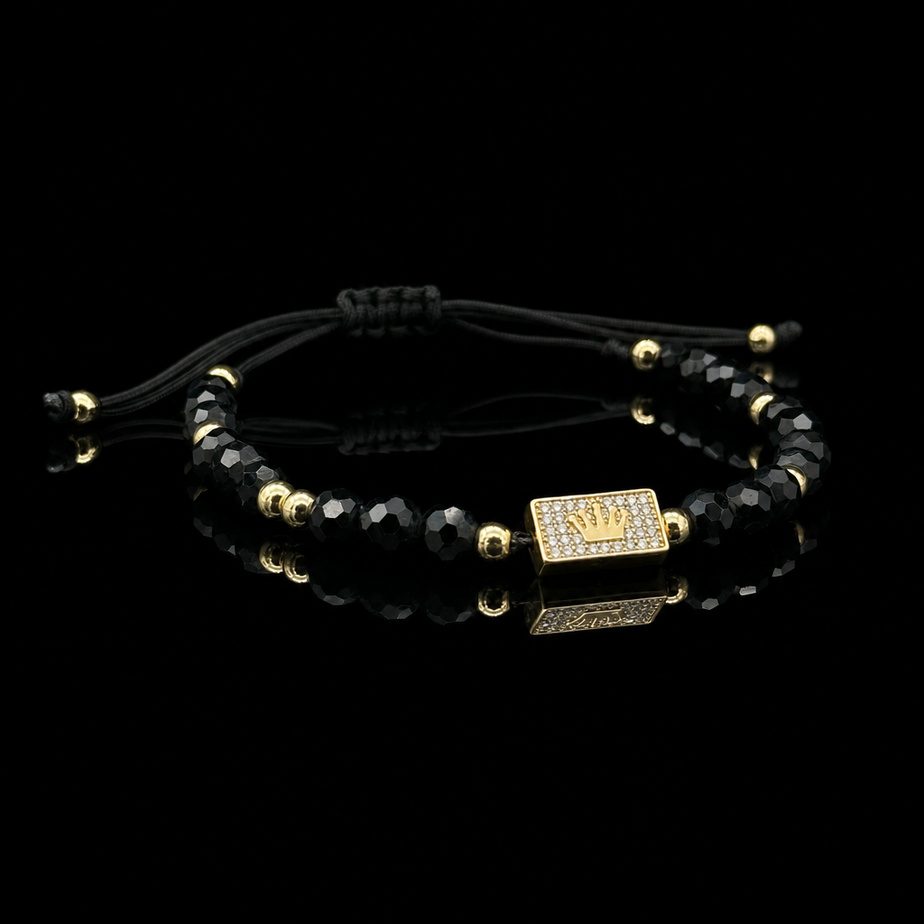 Brățară Imperial cu mărgele negre și aur 14K