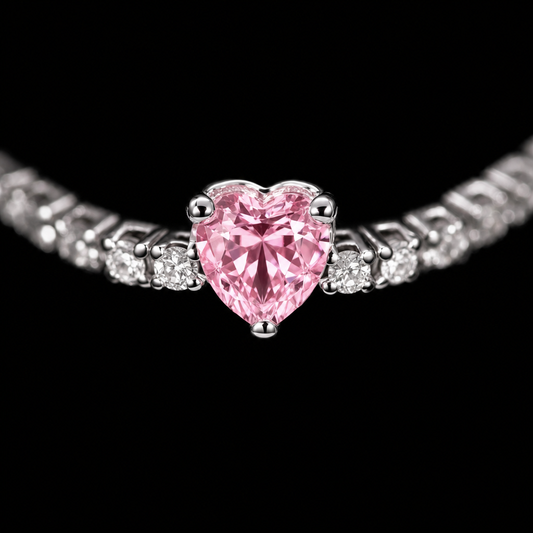 Brățară PINK HEART Tennis cu diamante