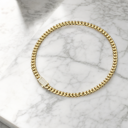Colier Cuban 6 mm Placat cu Aur 14K