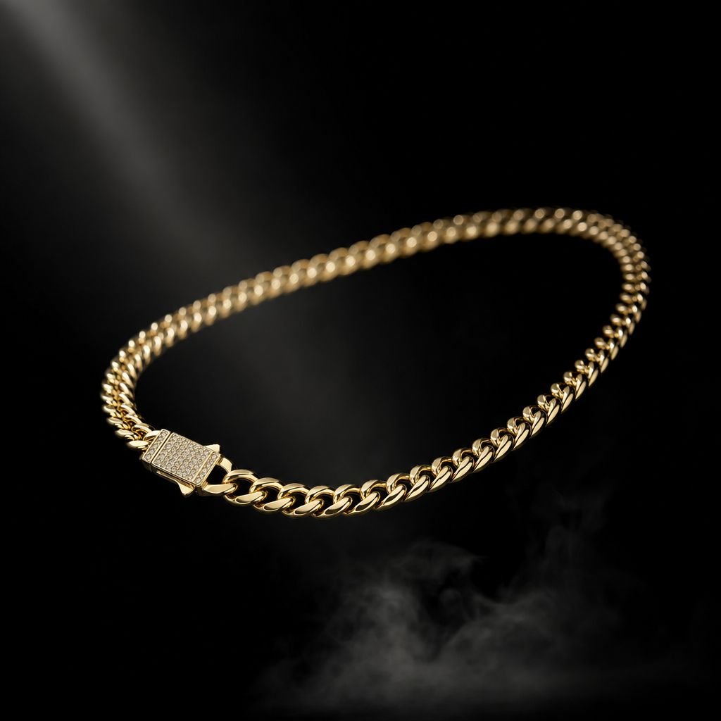 Colier Cuban 6 mm Placat cu Aur 14K