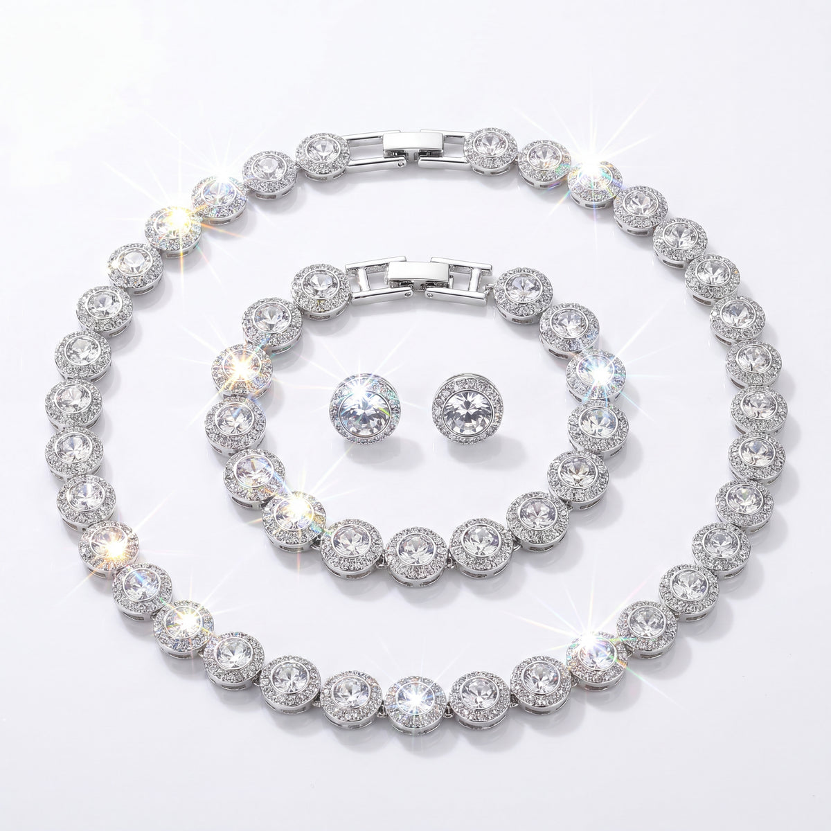 Set CELESTE Gold & Silver (Colier + Bratara + Cercei)