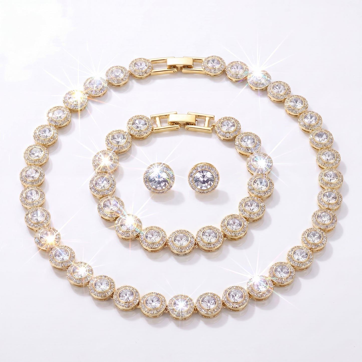Set CELESTE Gold & Silver (Colier + Bratara + Cercei)