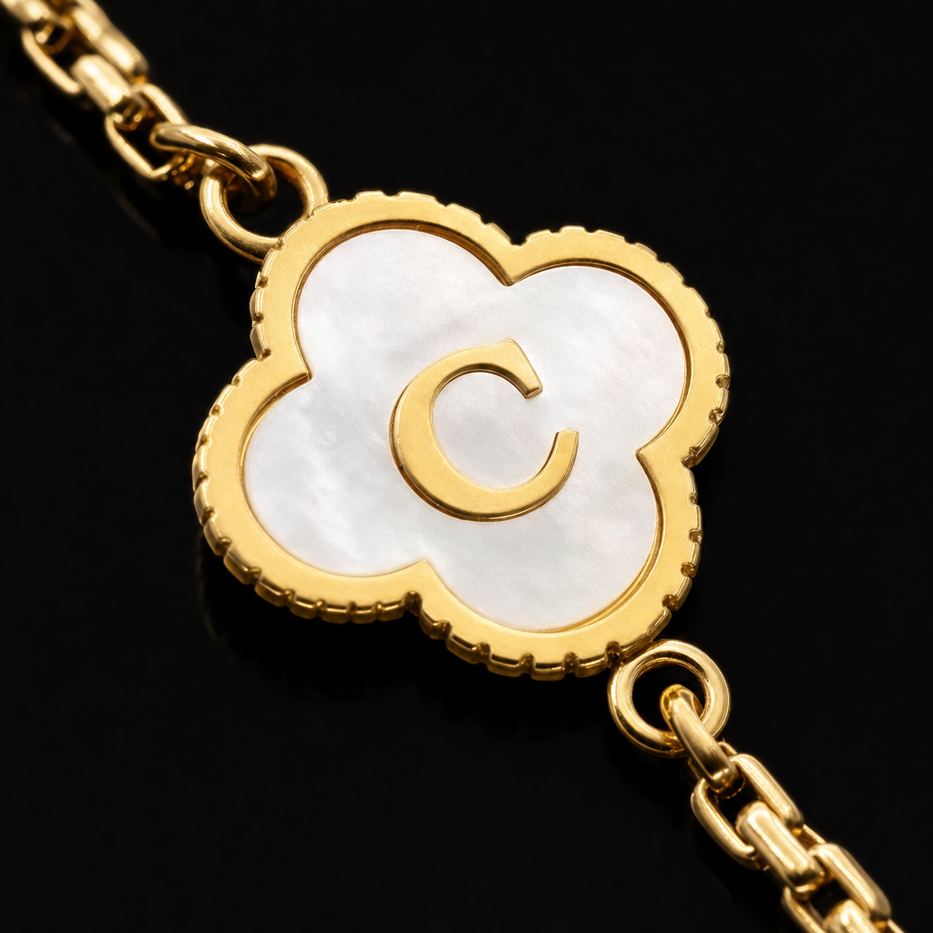 Brățară TRIFOI GOLD 18K cu inițială personalizată