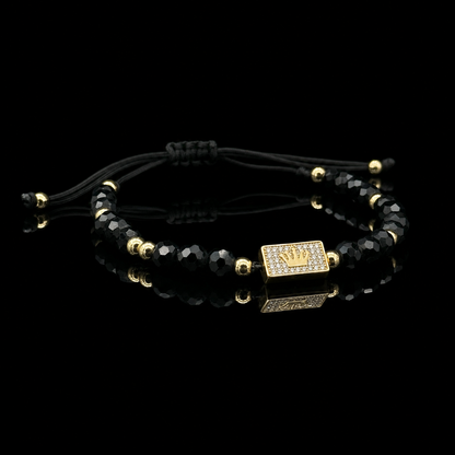 Brățară Imperial cu mărgele negre și aur 14K