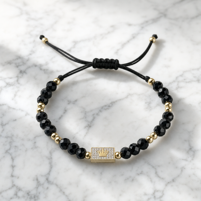 Brățară Imperial cu mărgele negre și aur 14K
