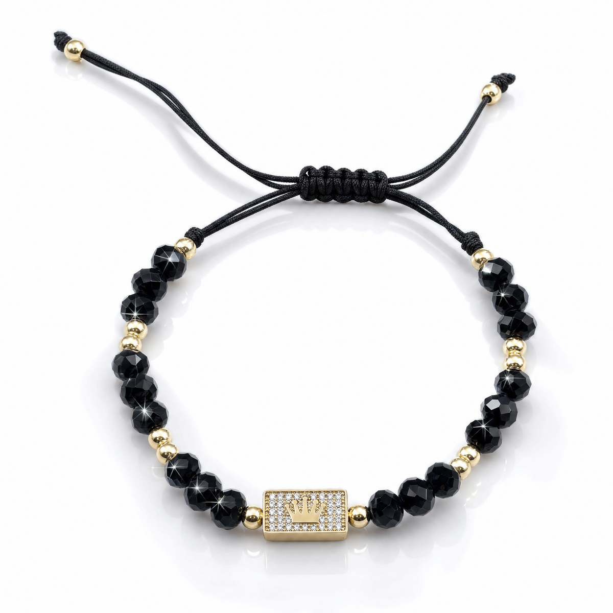 Brățară Imperial cu mărgele negre și aur 14K