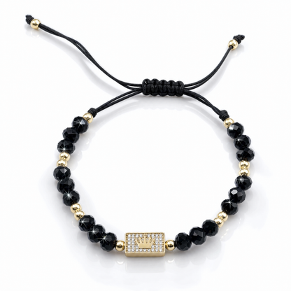 Brățară Imperial cu mărgele negre și aur 14K