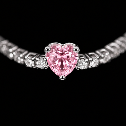 Brățară PINK HEART Tennis cu diamante