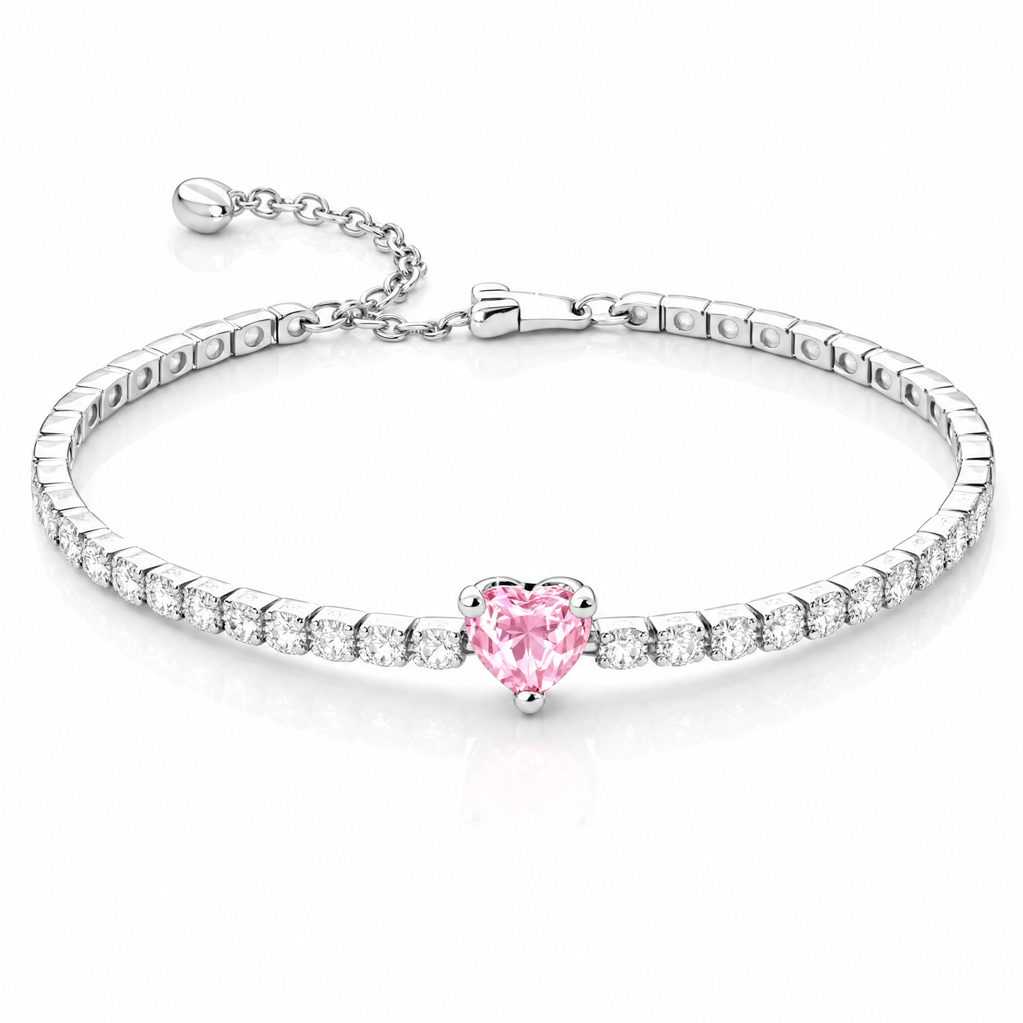 Brățară PINK HEART Tennis cu diamante