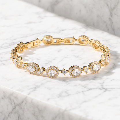 Brățară LACRIMĂ cu diamante 18K Silver și Gold
