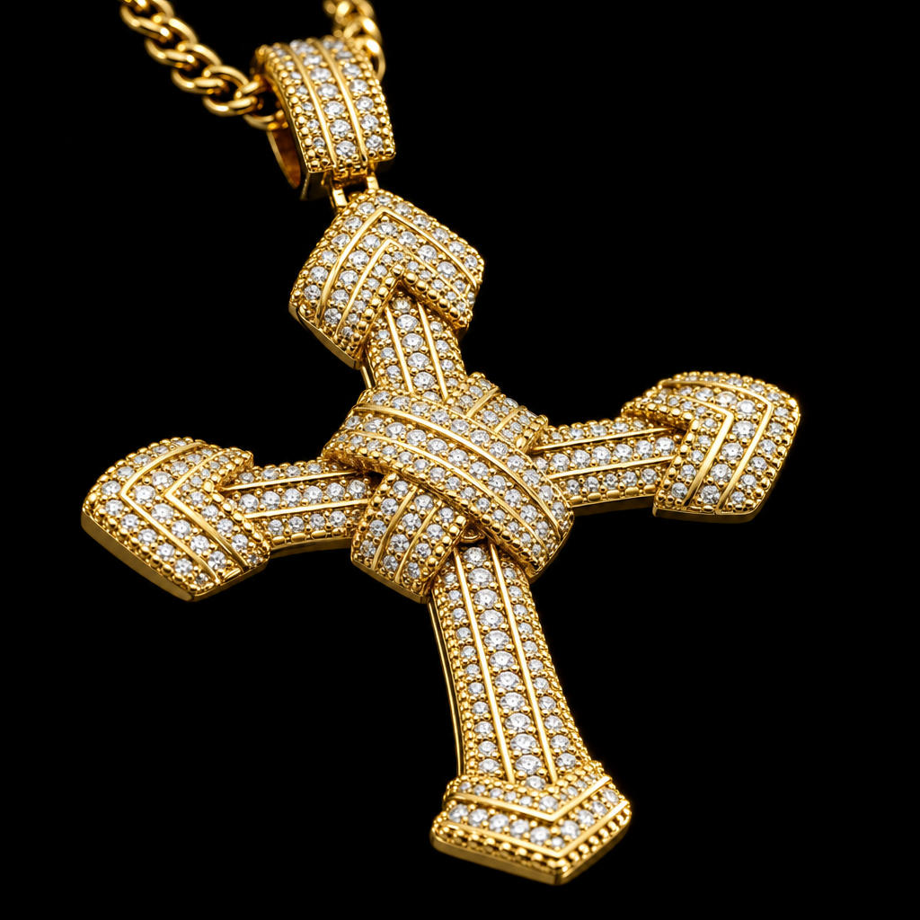 Colier CROWN Gold & Silver Placat cu Aur 18K si Diamante