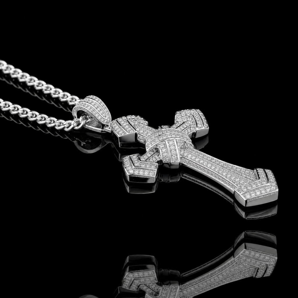 Colier CROWN Gold & Silver Placat cu Aur 18K si Diamante
