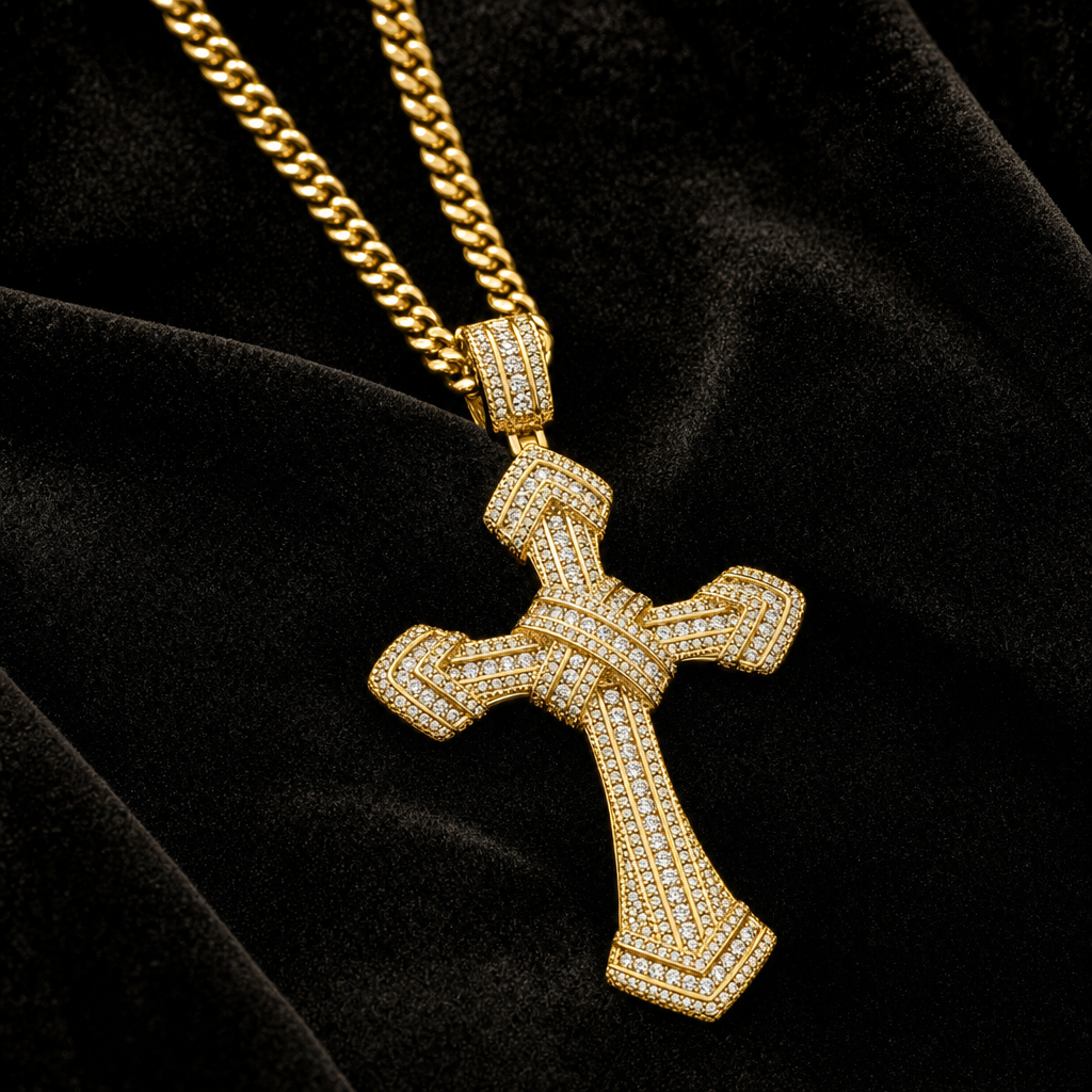 Colier CROWN Gold & Silver Placat cu Aur 18K si Diamante