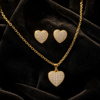 Set VERONA Colier + Cercei Placati cu Argint si Aur 18K