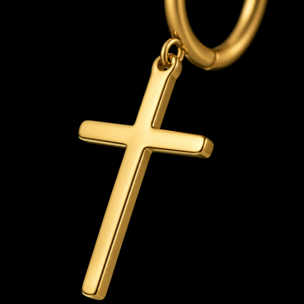 Cercei SANTIAGO Cruce Gold Placati cu Aur 14K