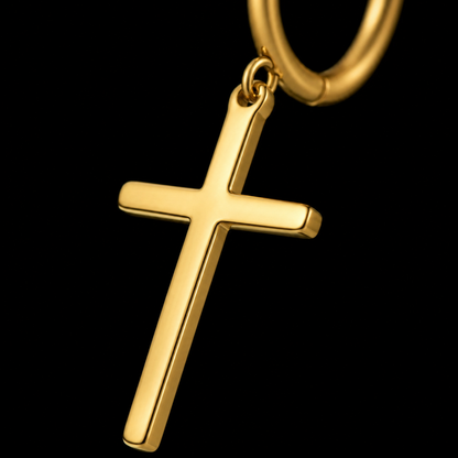 Cercei SANTIAGO Cruce Gold Placati cu Aur 14K