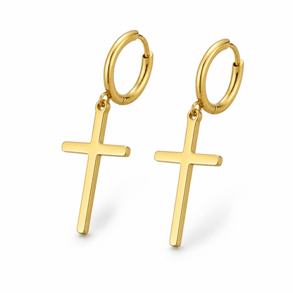 Cercei SANTIAGO Cruce Gold Placati cu Aur 14K
